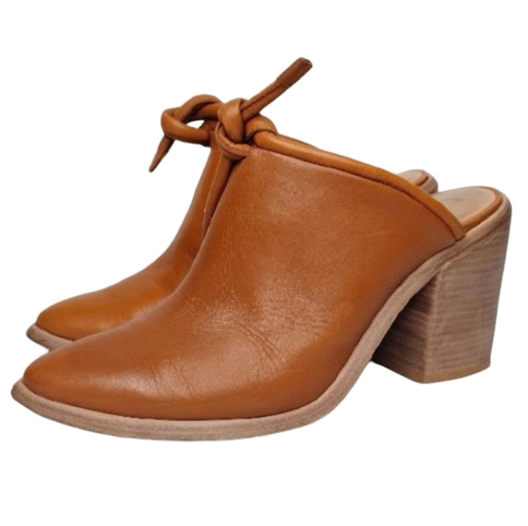 Wal & Pai Doty Boho Genuine Leather Stacked Heel Mules - Picture 1 of 16